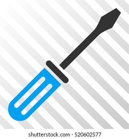 Screwdriver vector pictogram. Illustration style is flat iconic bicolor blue and gray symbol on a hatched transparent background.