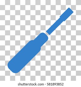 Screwdriver vector pictograph. Illustration style is a flat iconic cobalt symbol on a transparent background.