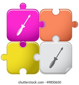 Screwdriver. Vector puzzle.