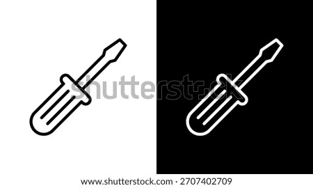 Screwdriver White Icon Set Design