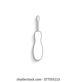 screwdriver - white vector icon  with shadow