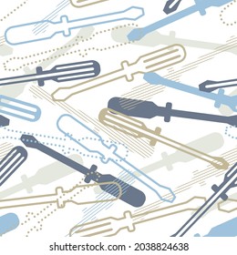 Screwdriver Work Industrial Service Vector Graphic Art Seamless Pattern can be use for background and apparel design