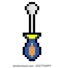 Screwdriver work tool in pixel art style