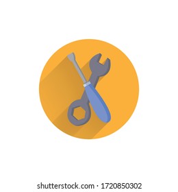 screwdriver and wrench colorful flat icon with long shadow. screwdriver and wrench tool flat icon