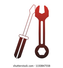 Screwdriver and wrench construction tools red lines