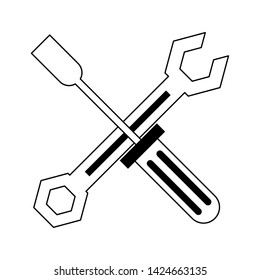 Screwdriver and wrench crossed symbol vector illustration graphic design