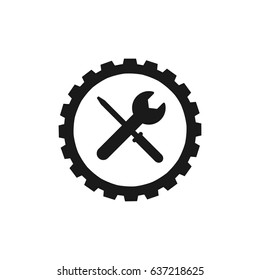 Screwdriver and Wrench in Gear Icon