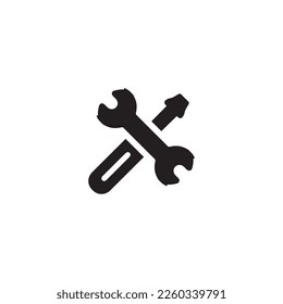 Screwdriver and wrench icon. 1st happy Labour day poster background symbol. Screwdriver and wrench brand logo design element. Screwdriver and wrench t-shirt printing. vector for sticker.