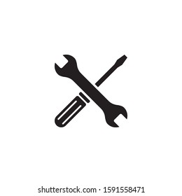Screwdriver and wrench icon design. Maintenance symbol isolated on white background. Vector illustration