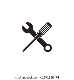 Screwdriver and wrench icon design. Maintenance symbol isolated on white background. Vector illustration