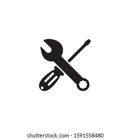 Screwdriver and wrench icon design. Maintenance symbol isolated on white background. Vector illustration