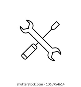 screwdriver and wrench icon. Element of simple icon for websites, web design, mobile app, info graphics. Thin line icon for website design and development, app development  on white background