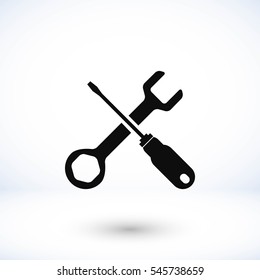 screwdriver and wrench icon, flat design best vector icon