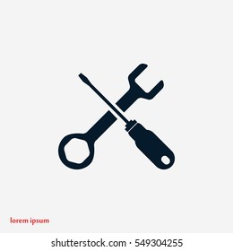 screwdriver and wrench icon, flat design best vector icon