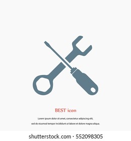 screwdriver and wrench icon, flat design best vector icon