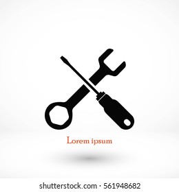 screwdriver and wrench icon, flat design best vector icon