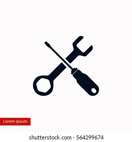 screwdriver and wrench icon, flat design best vector icon