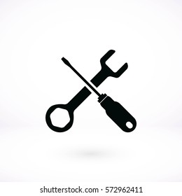 screwdriver and wrench icon, flat design best vector icon