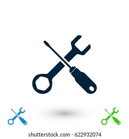 screwdriver and wrench icon, flat design best vector icon