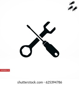 screwdriver and wrench icon, flat design best vector icon