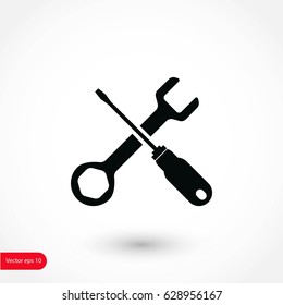 screwdriver and wrench icon, flat design best vector icon