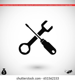 screwdriver and wrench icon, flat design best vector icon