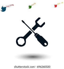 screwdriver and wrench icon, flat design best vector icon