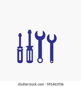 Screwdriver and Wrench Icon. Flat Isolated Graphic Vector Blue Color