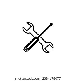 Screwdriver and wrench icon on white background, vector illustration.