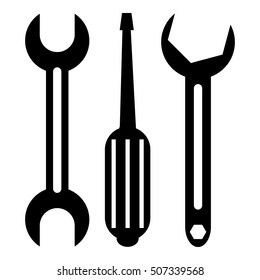 Screwdriver and wrench icon. Simple illustration of screwdriver and wrench vector icon for web
