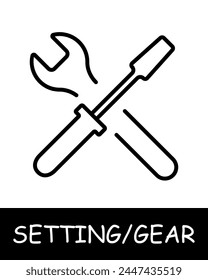 Screwdriver and wrench icon. Tools, repairs, services, tuning, offer users the ability to customize their experience on the platform. Assistance in adjustments and optimization.