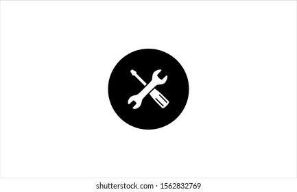 Screwdriver and Wrench icon in trendy flat minimalist style logo isolated on white background
