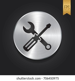 Screwdriver and Wrench Icon vector Button Symbol