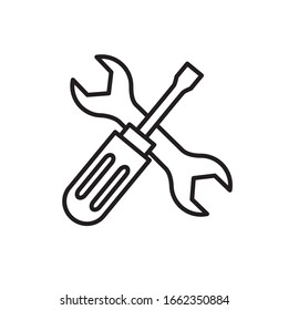 Plantilla de diseño de vectores de iconos de destornillador y llave