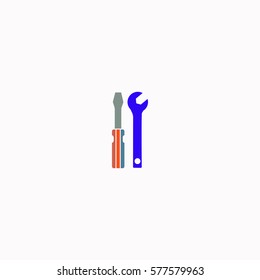 Screwdriver and Wrench  icon Vector design. Colored illustration.