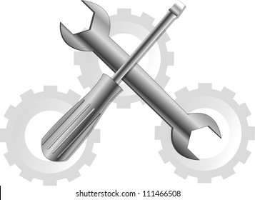 Screwdriver and Wrench Icon. Vector illustration