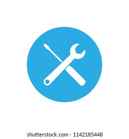 Screwdriver and wrench icon. Vector illustration, flat design.