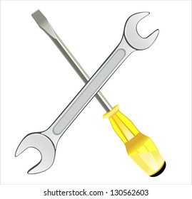 Screwdriver and Wrench Icon. Vector illustration