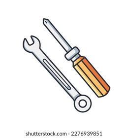 screwdriver and wrench icon vector illustration