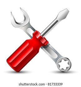 Screwdriver and Wrench Icon. Vector illustration