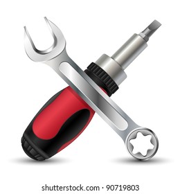 Screwdriver and Wrench Icon. Vector illustration