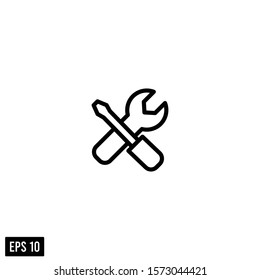 screwdriver and wrench icon vector logo template