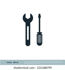 screwdriver wrench icon vector renovation symbol logo template