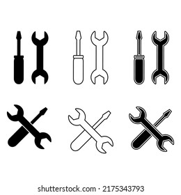 Screwdriver and wrench icon vector set. Repair illustration sign collection. tool symbol. Service center logo.