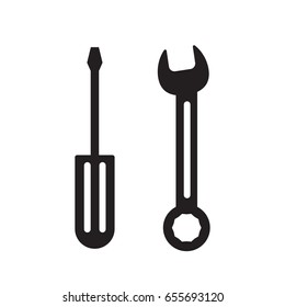 Screwdriver and wrench icons Vector. Isolated on white background.