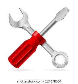 Screwdriver and wrench. Illustration on white background