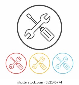 Screwdriver and wrench line icon
