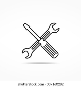 Screwdriver and wrench line icon, vector eps10 illustration