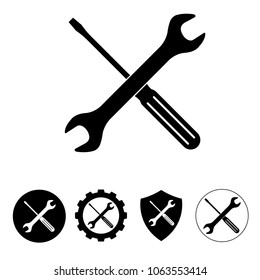 Screwdriver and wrench logo , icon