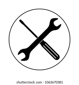 Screwdriver and wrench logo , icon